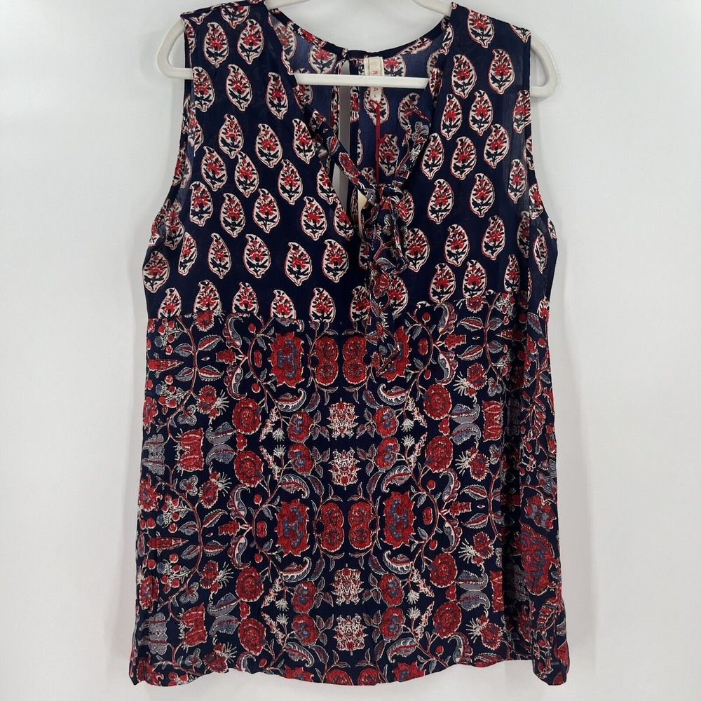 Raga Sample‎ Infinite Nights Tie Neck Sleeveless Blouse Size Large
